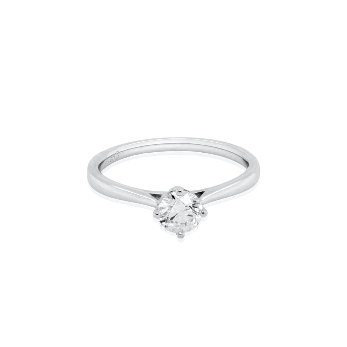 Sterling Silver Rhodium Plated Lab Diamond TCW 0.51ct 4 Prongs Heart Gallery Solitaire Ring