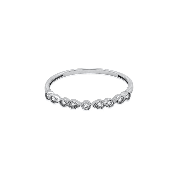Sterling Silver Rhodium Plated Lab Diamond TCW 0.14ct Bezel Set Band Ring