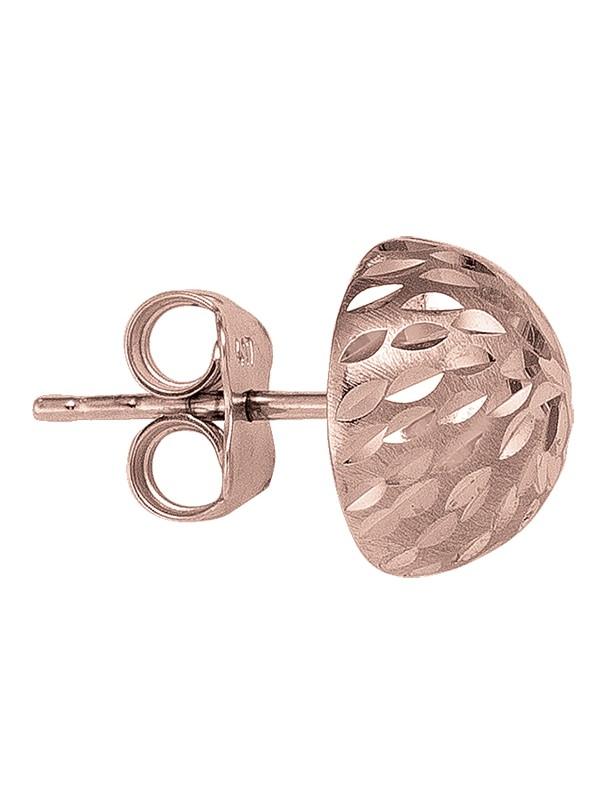 PINK GOLD HALF BALL DIAMOND CUT STUD EARRING GBJ-TA131