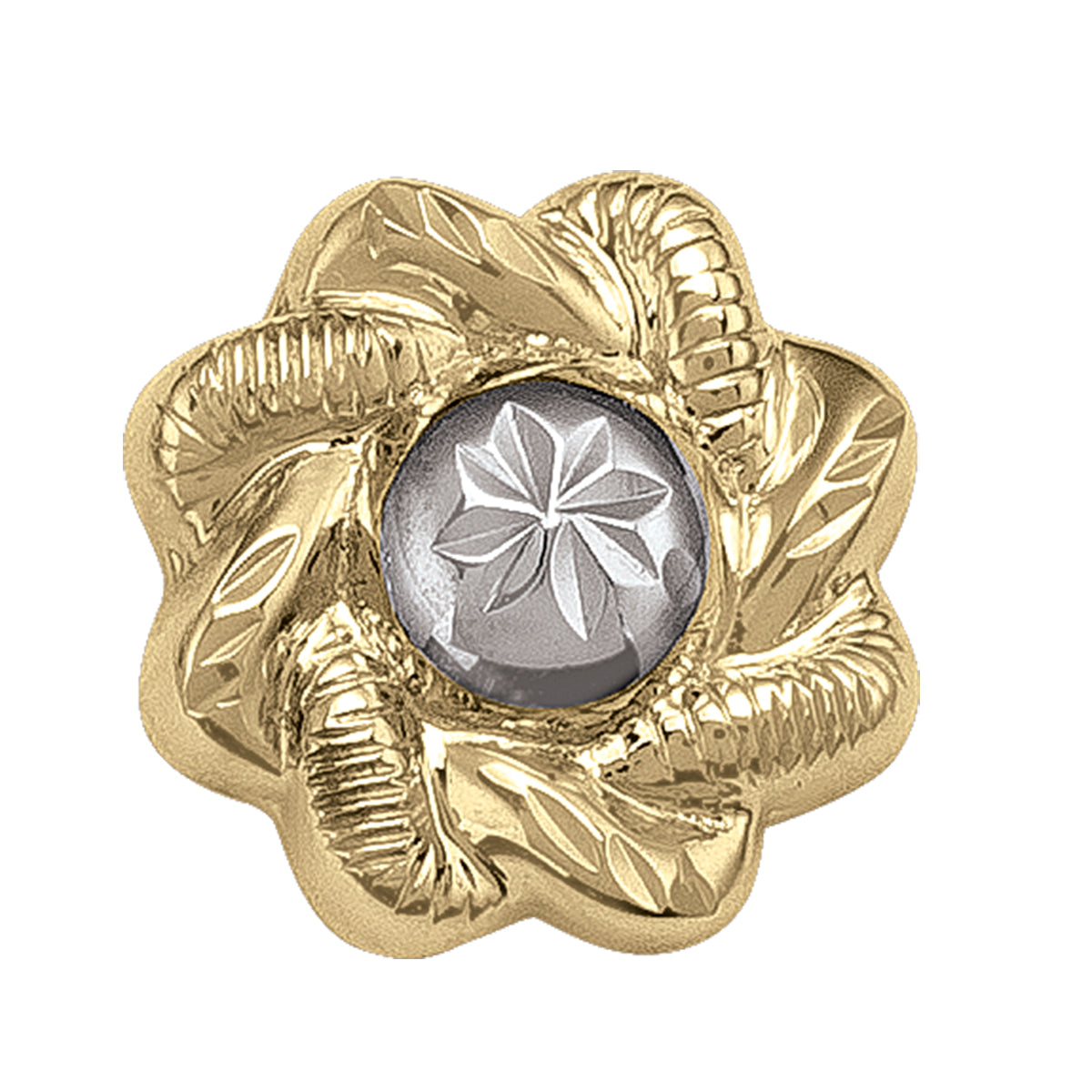 TWO TONE FLOWER STUD EARRING GBJ-TECA86