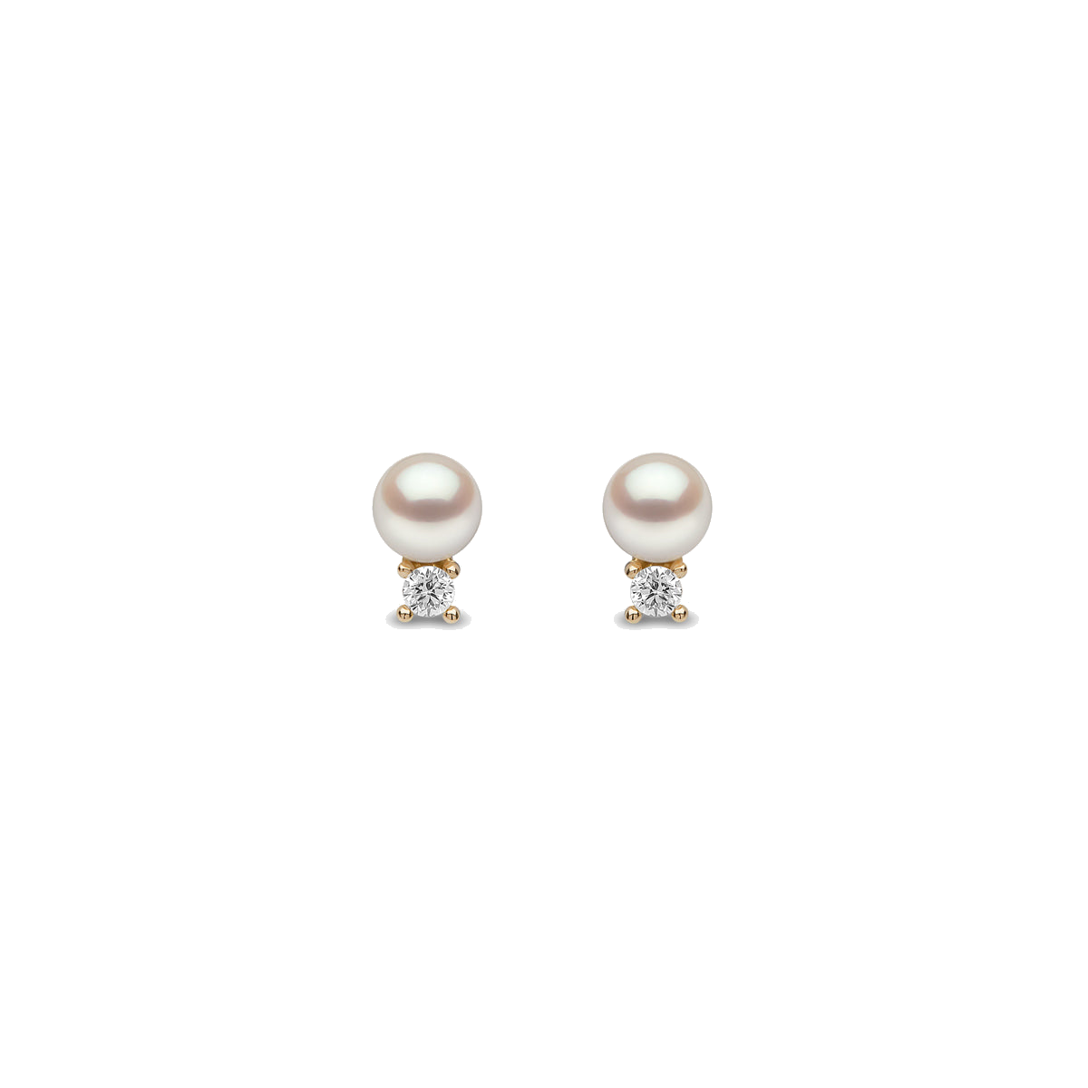 Trend 18K Gold Freshwater Pearl And Diamond Petite Stud Earrings White Freshwater