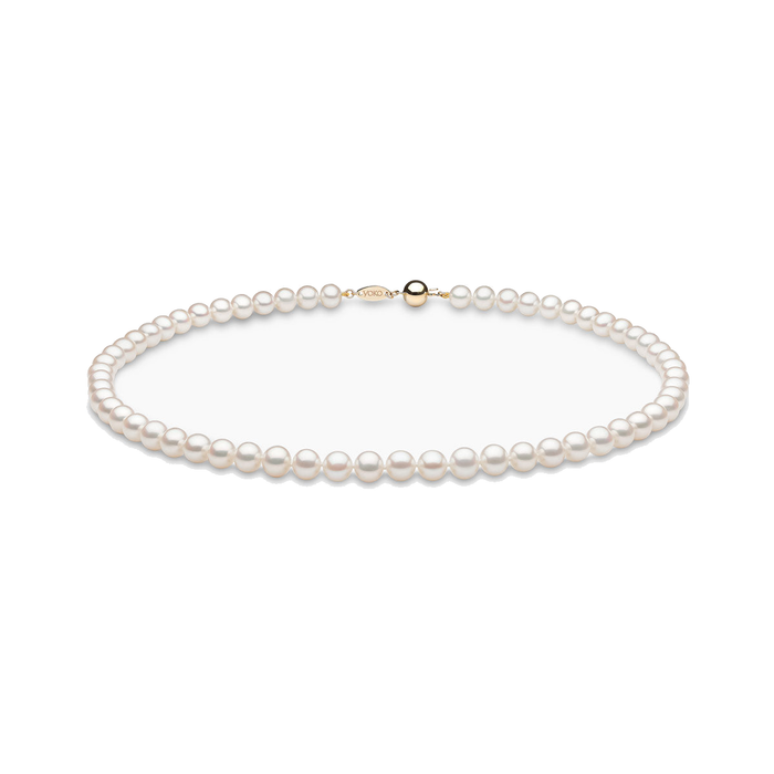 Classic 18K Gold Freshwater Pearl Necklace White Freshwater 7mm