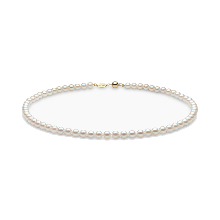 Classic 18K Gold AA Akoya Pearl Necklace White Japanese Akoya 6mm