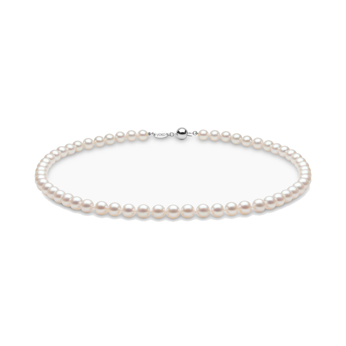 Classic 18K Gold AA Akoya Pearl Necklace White Japanese Akoya 7mm
