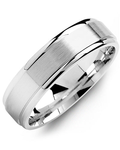 MADANI MEN'S FLAT BRUSH POLISHED EDGES WEDDING RING MPA610WW MPA610WW