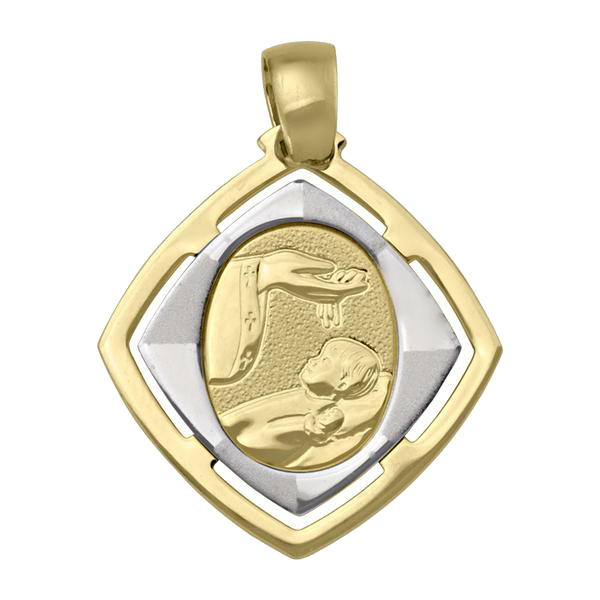 BAPTISM MEDAL TWO TONE GOLD SOLID