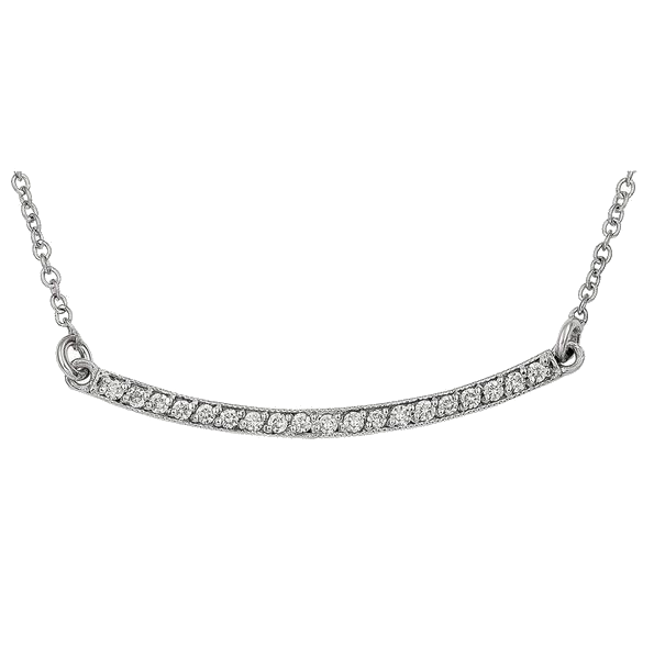 WHITE GOLD DIAMOND CURVED BAR NECKLACE