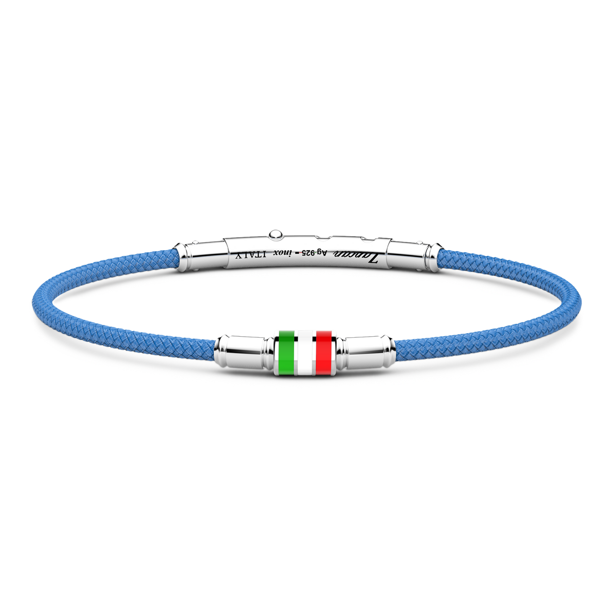 Silicone Bracelet with Lacquered Silver Italian Flag
