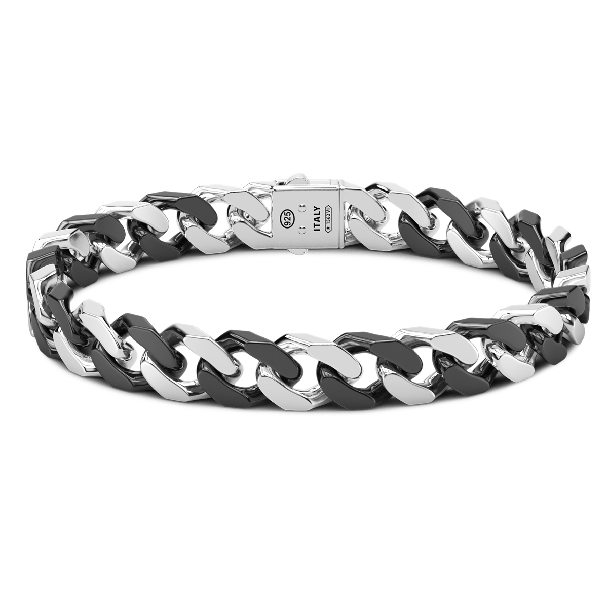 Silver Ceramic Curb Chain Bracelet