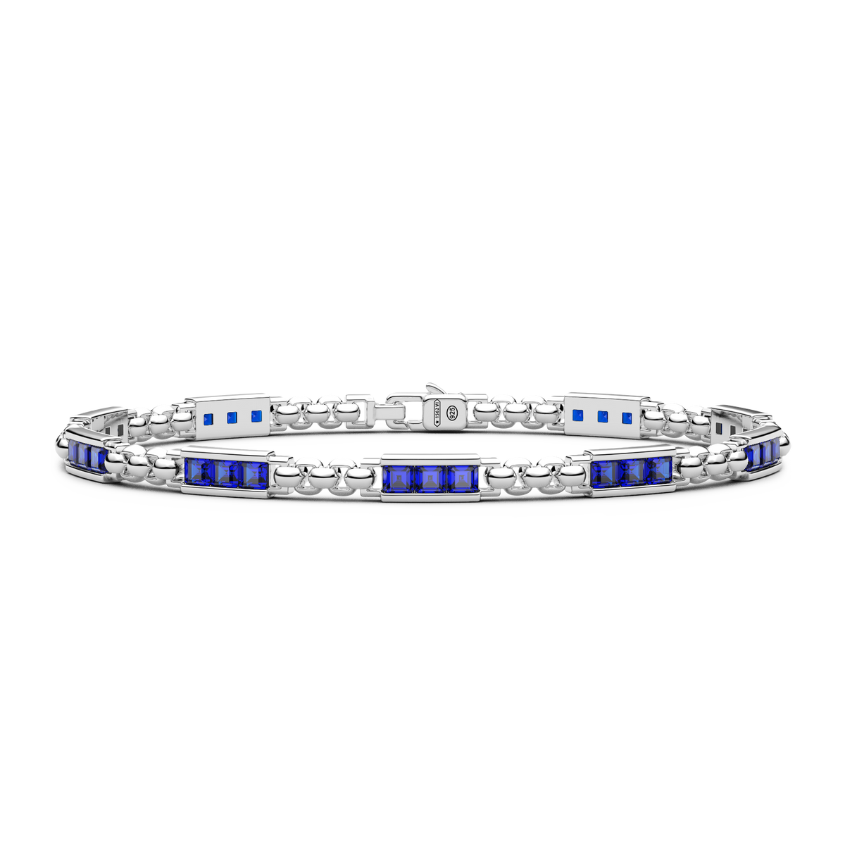Silver Bracelet with Blue Stones