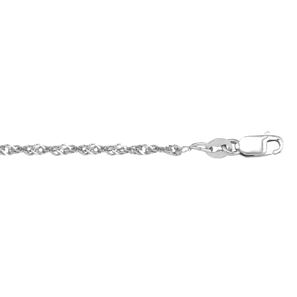 CHAINS WHITE GOLD SOLID SINGAPORE LINK (LOBSTER CLASP) 