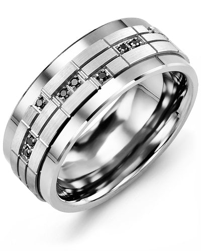 MADANI MEN'S PUZZLE BLACK DIAMONDS WEDDING RING MBO910TW-14B MBO910TW-14B