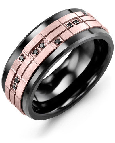 MADANI MEN'S PUZZLE BLACK DIAMONDS WEDDING RING MBO910CP-14B MBO910CP-14B