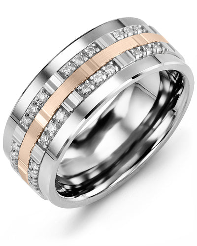 MADANI MEN'S OUTER TRIO DIAMONDS WEDDING BAND MBV910TM-24R MBV910TM-24R