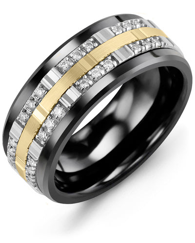 MADANI MEN'S OUTER TRIO DIAMONDS WEDDING BAND MBV910CN-24R MBV910CN-24R