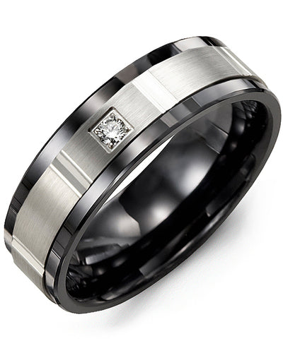 MADANI MEN'S GROOVED DIAMOND WEDDING BAND MDF710CW-5R MDF710CW-5R