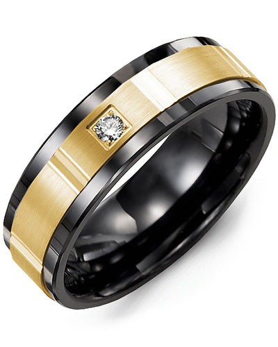 MADANI MEN'S GROOVED DIAMOND WEDDING BAND MDF710CY-5R MDF710CY-5R