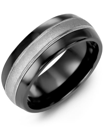 MADANI MEN'S & WOMEN'S CLASSIC DOME MILGRAIN BRUSHED WEDDING RING MFQ610JW MFQ610JW