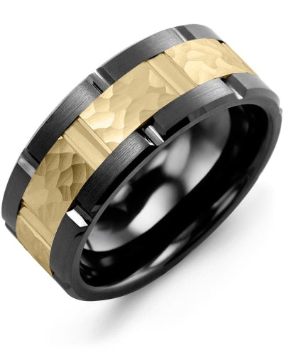 MADANI MEN'S HAMMER GROOVED WEDDING RING MQF910UY MQF910UY