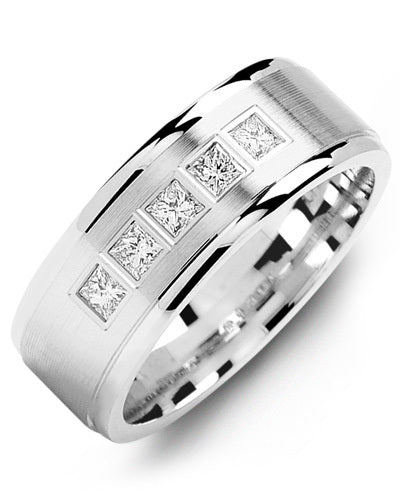 MADANI MEN'S BRUSH POLISHED EDGES DIAMOND WEDDING BAND MTP610WW-35P MTP610WW-35P