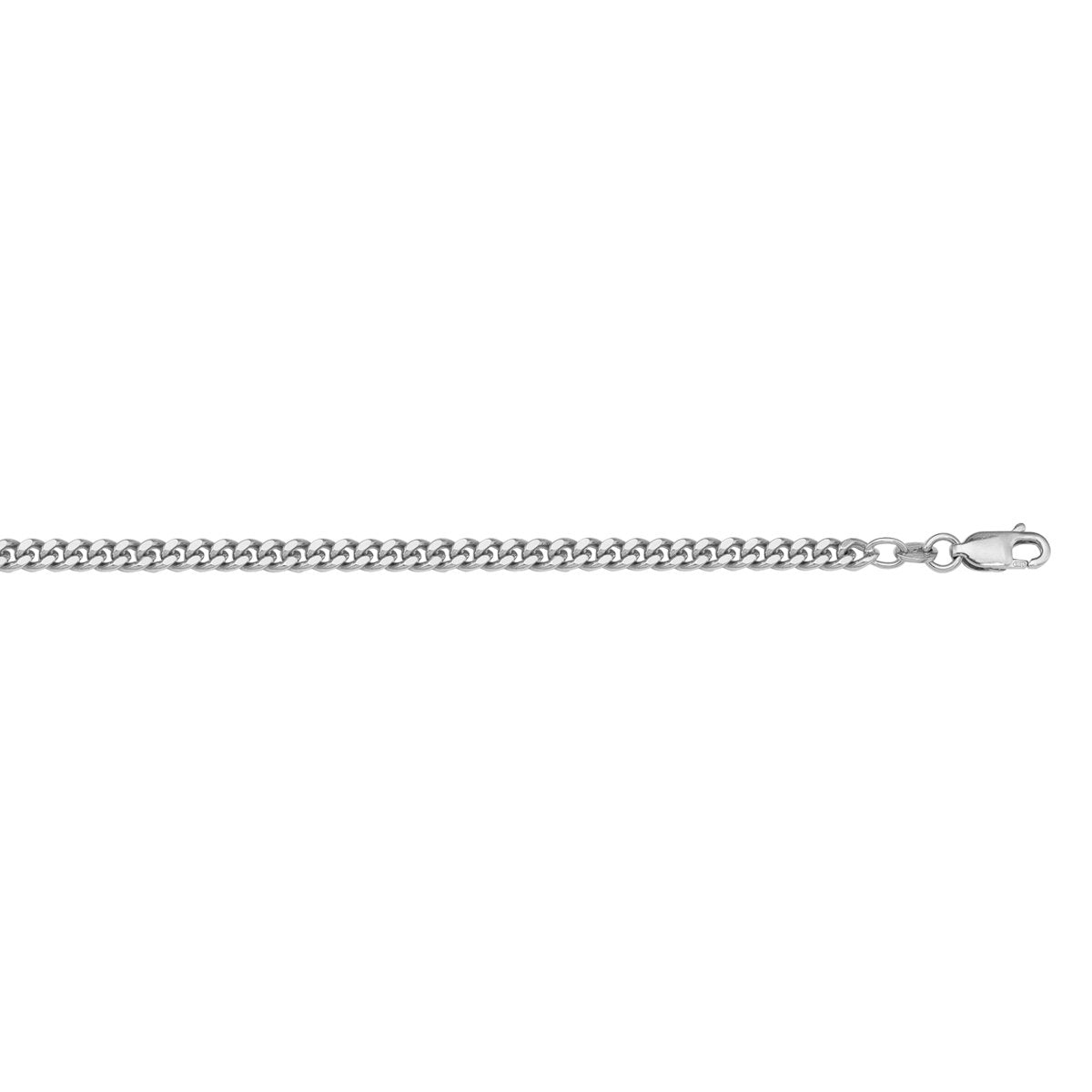 CHAINS WHITE GOLD SOLID CURB LINK (LOBSTER CLASP) 