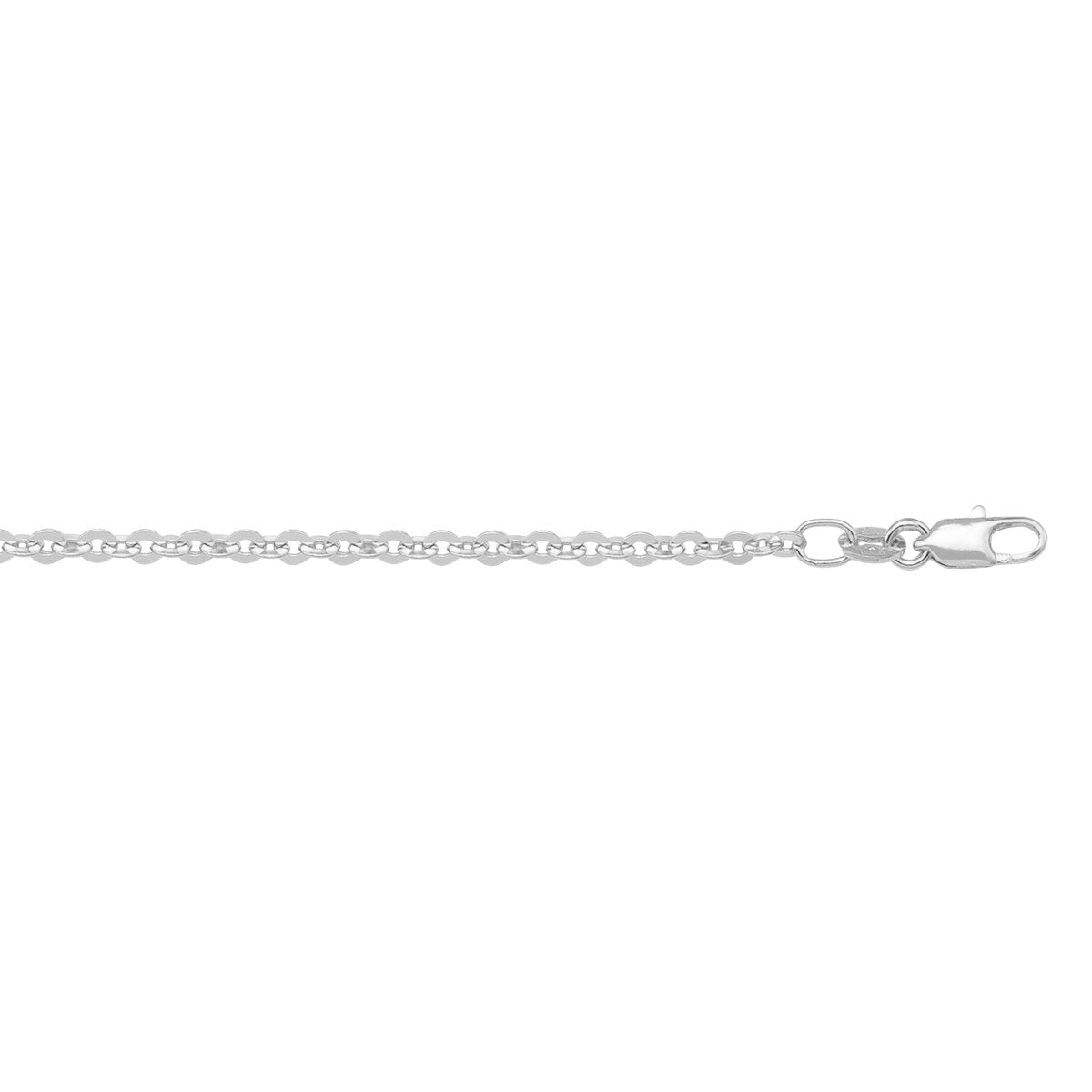 GOLD CHAIN WHITE GOLD SOLID OPEN CABLE LINK (LOBSTER CLASP) 