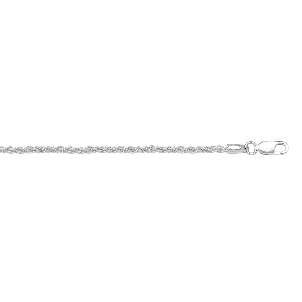 GOLD CHAIN WHITE GOLD SOLID SQUARE WHEAT LINK (LOBSTER CLASP) 