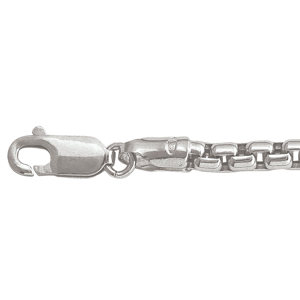 WHITE GOLD HOLLOW BOX LINK  (LOBSTER CLASP) CHAIN