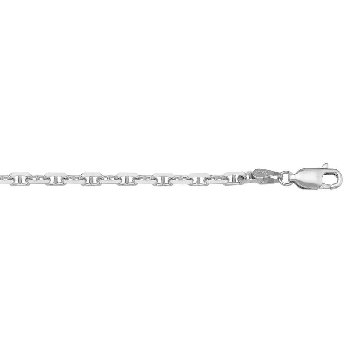 CHAINS WHITE GOLD SOLID ANCHOR LINK (LOBSTER CLASP) 