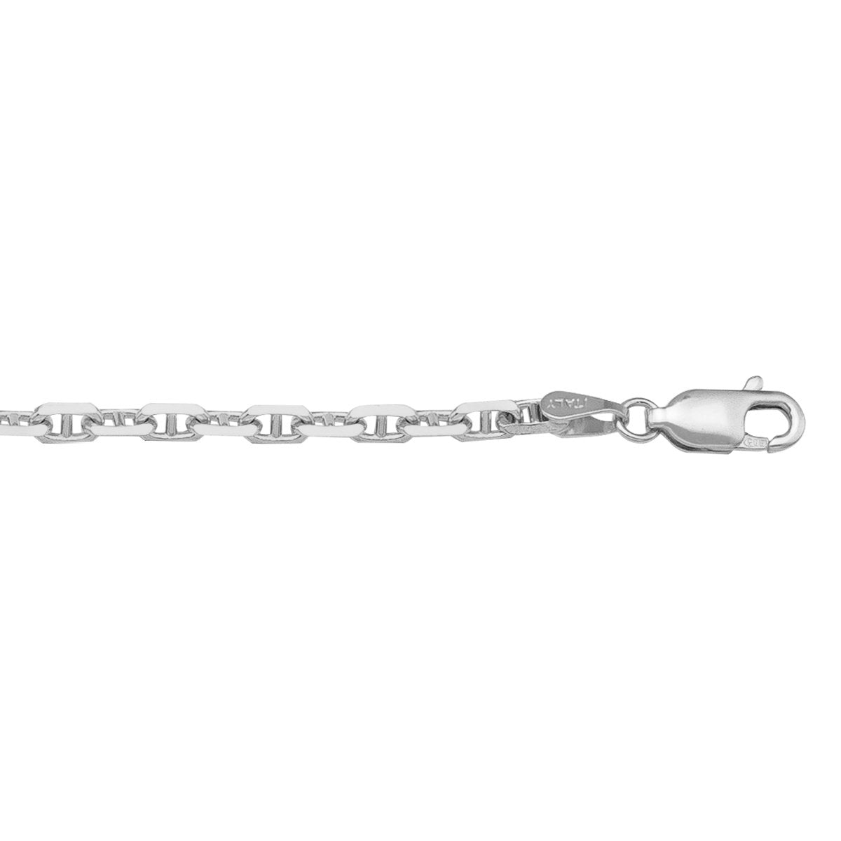 CHAINS WHITE GOLD SOLID ANCHOR LINK (LOBSTER CLASP) 