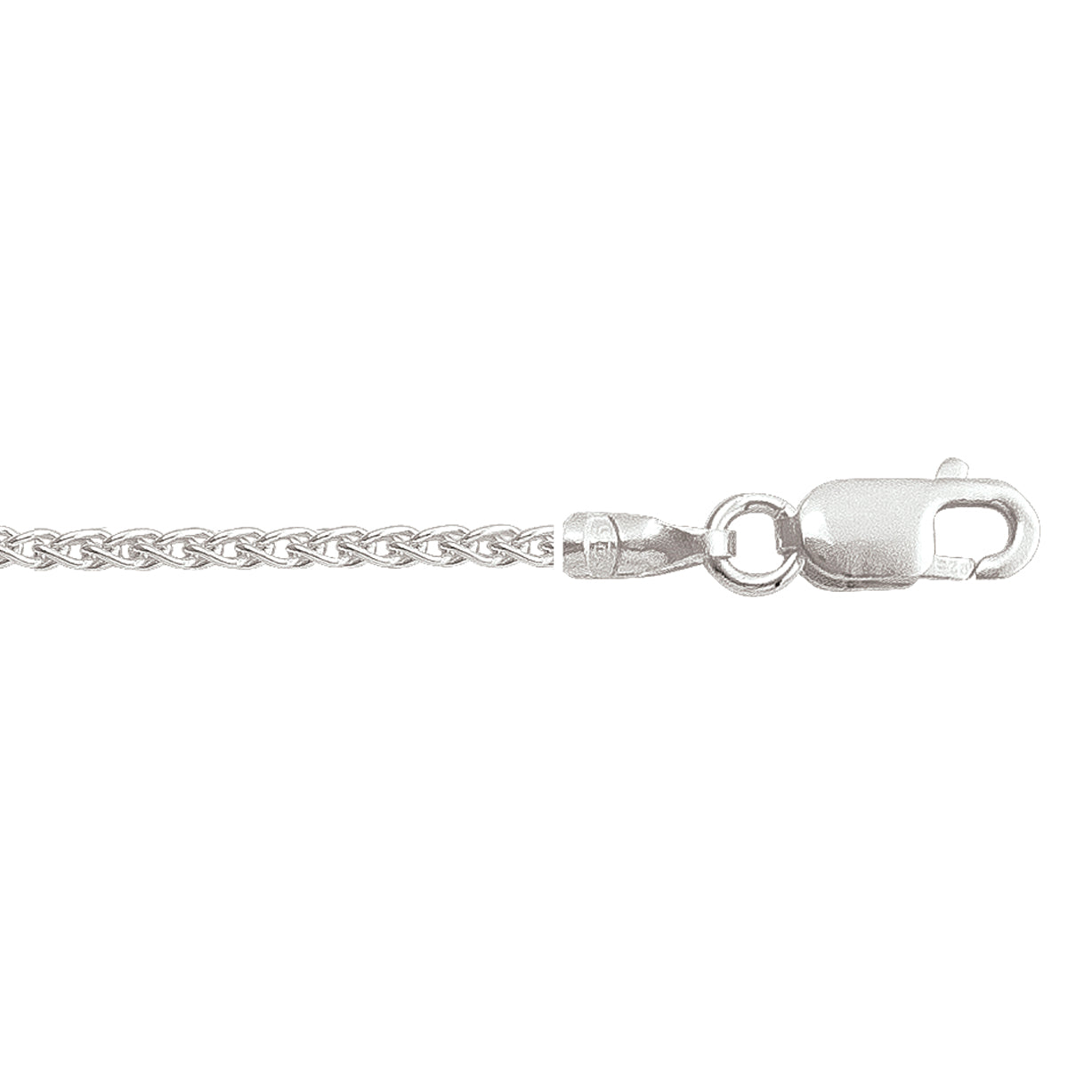 CHAINS SILVER SOLID ROUND WHEAT LINK 