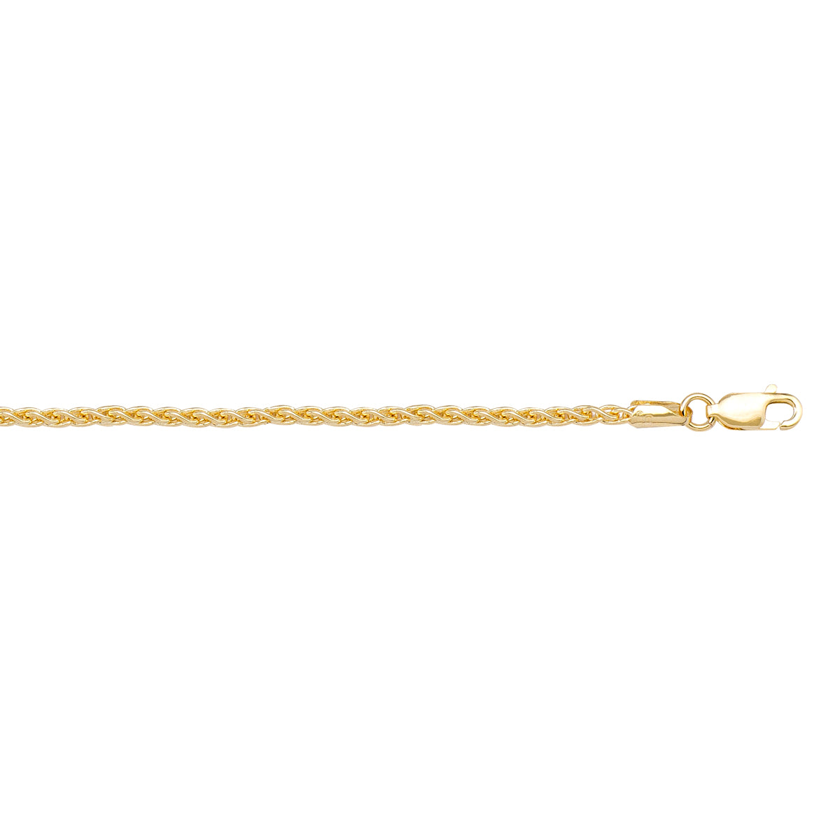 GOLD CHAIN YELLOW GOLD SOLID ROUND WHEAT LINK 