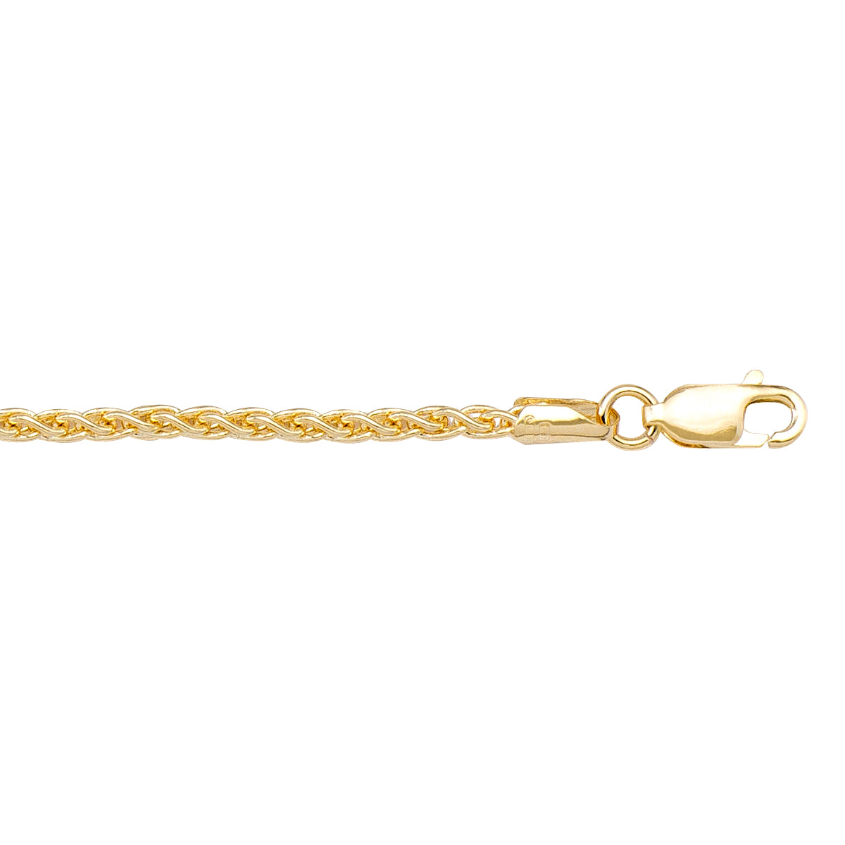 GOLD CHAIN YELLOW GOLD SOLID ROUND WHEAT LINK 