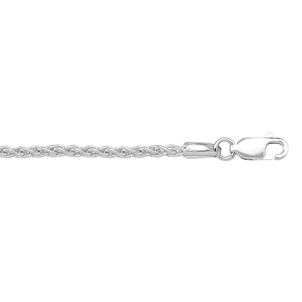 GOLD CHAIN WHITE GOLD SOLID ROUND WHEAT LINK (LOBSTER CLASP) 