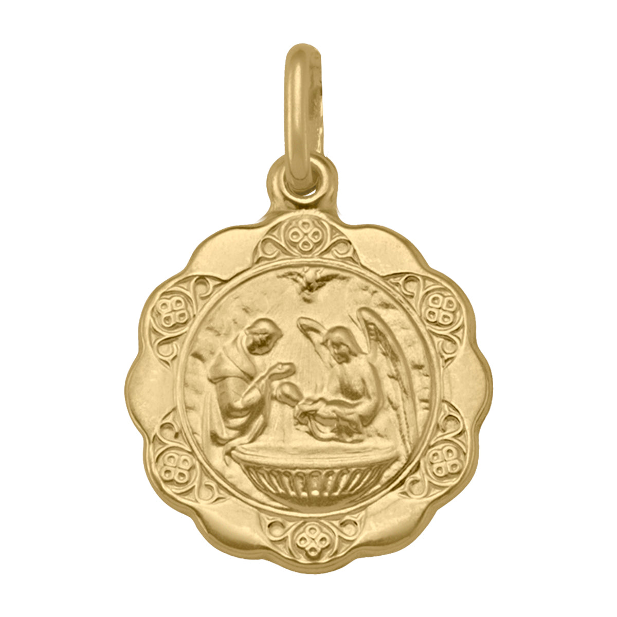BAPTISM MEDAL YELLOW GOLD HOLLOW 