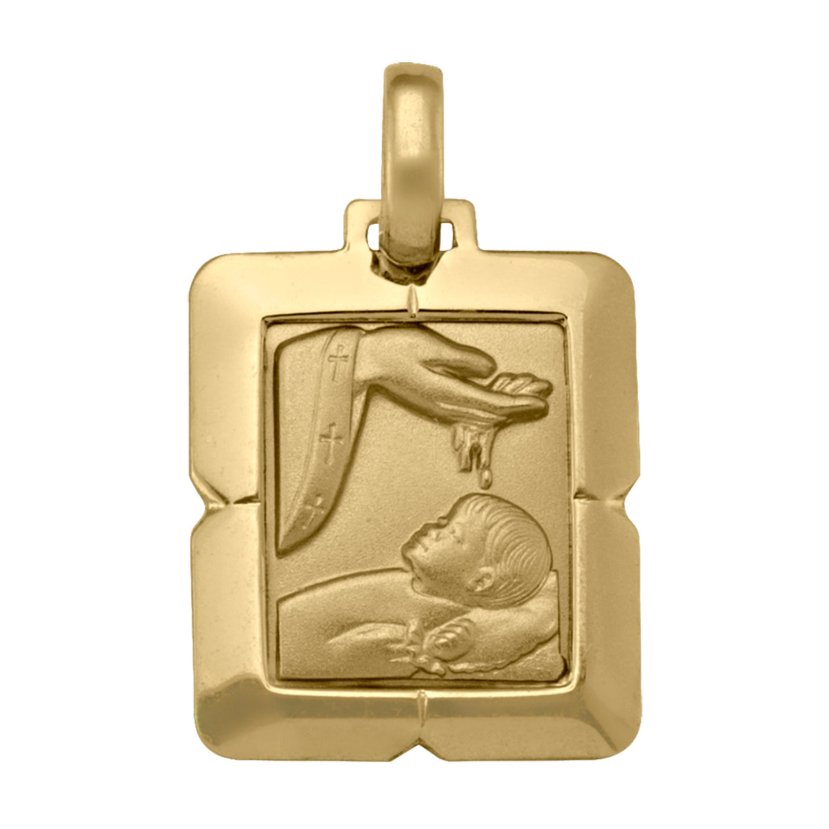BAPTISM MEDAL YELLOW GOLD HOLLOW