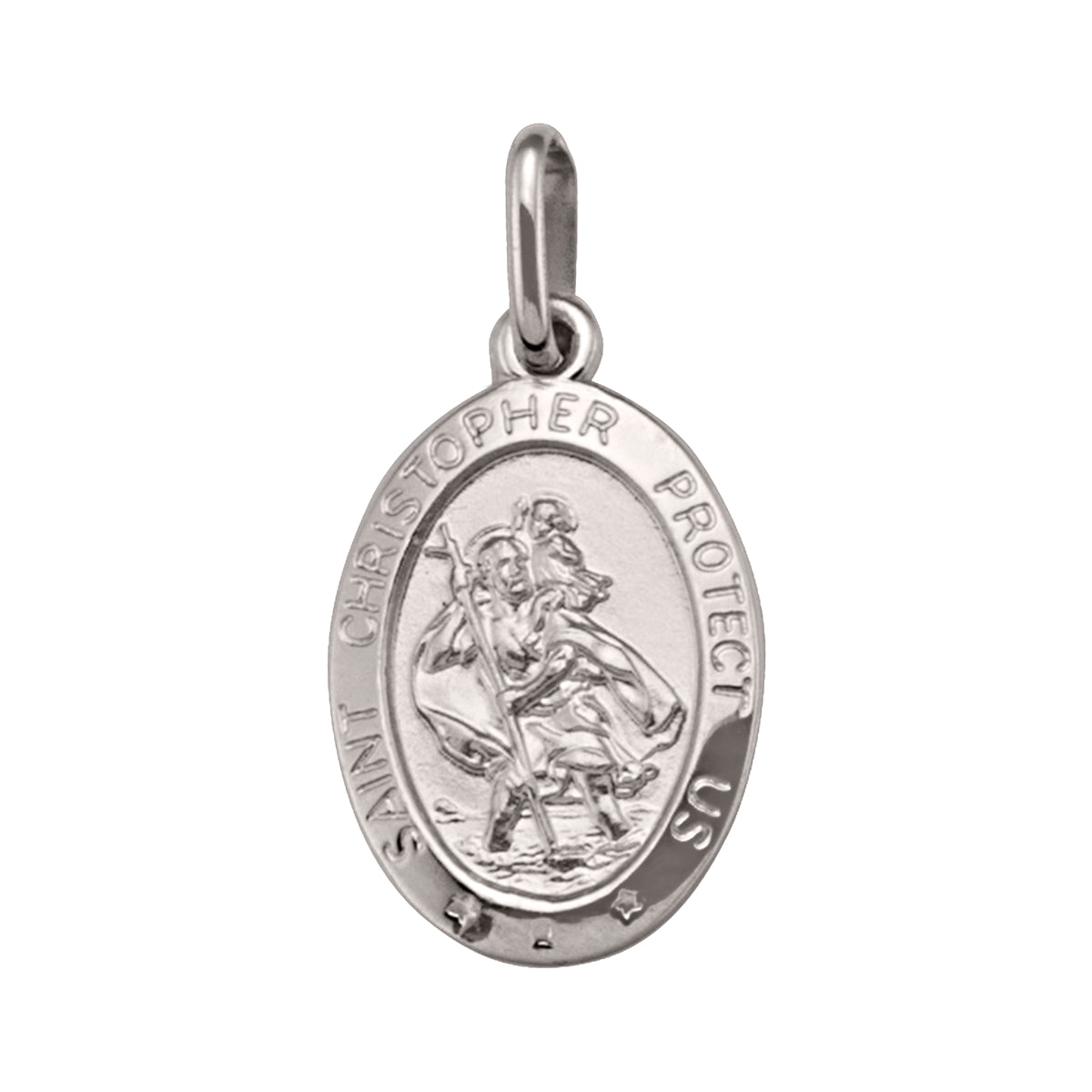 ST. CHRISTOPHER MEDAL WHITE GOLD SOLID