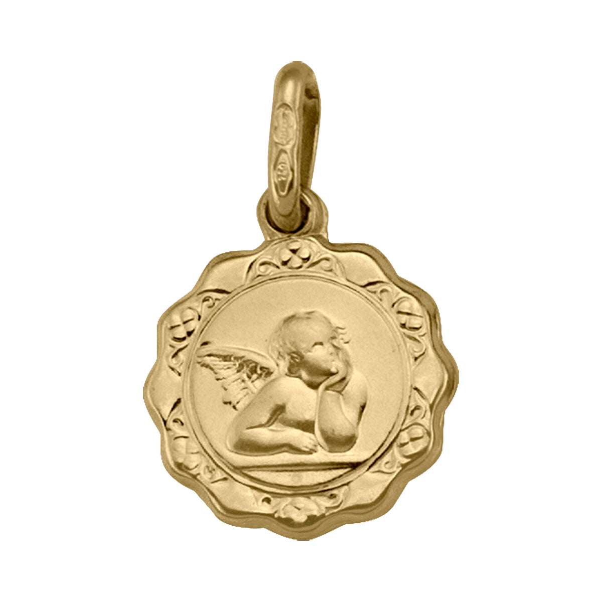 ANGEL MEDAL YELLOW GOLD HOLLOW