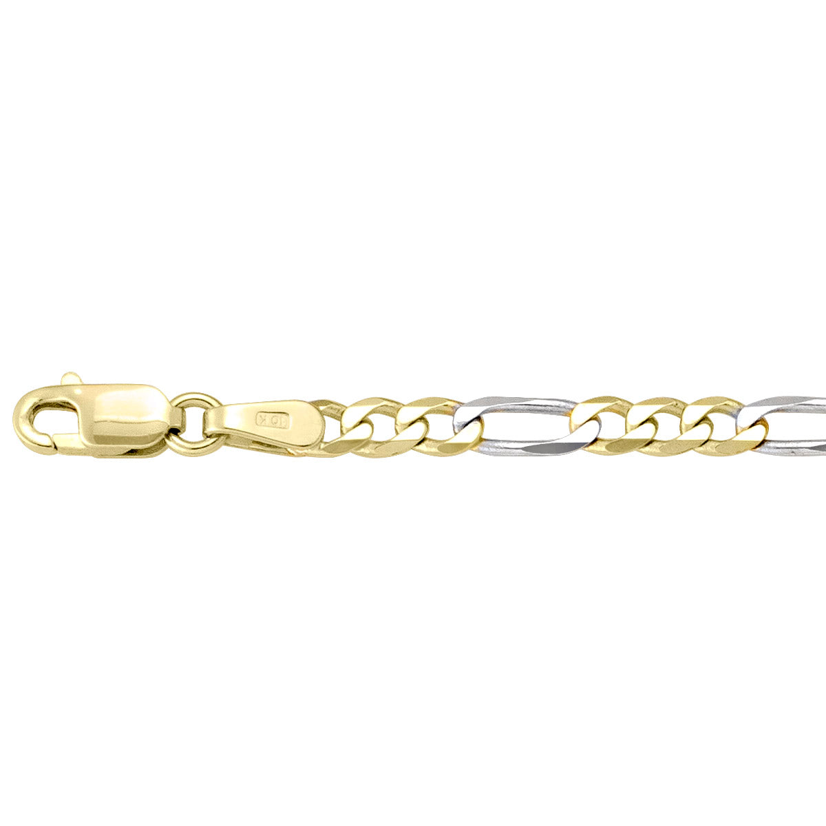 BRACELETS TWO TONE GOLD SOLID FIGARO LINK CHAIN