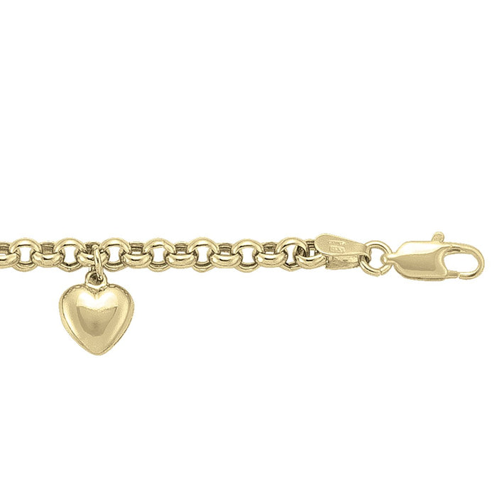 BRACELETS YELLOW GOLD HOLLOW ROLO CHARM 