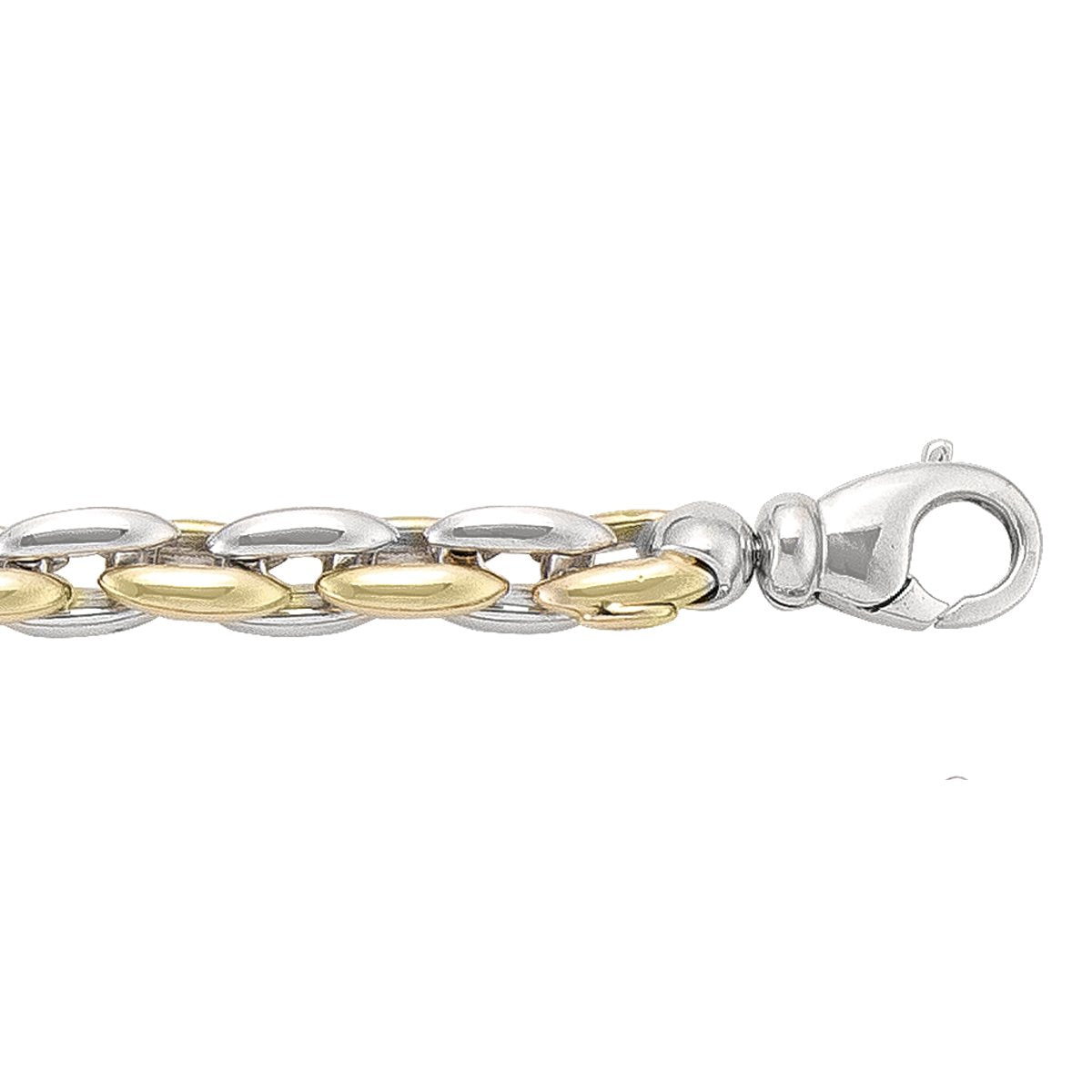 BRACELETS TWO TONE GOLD HOLLOW ROUND FANCY LINK CHAIN