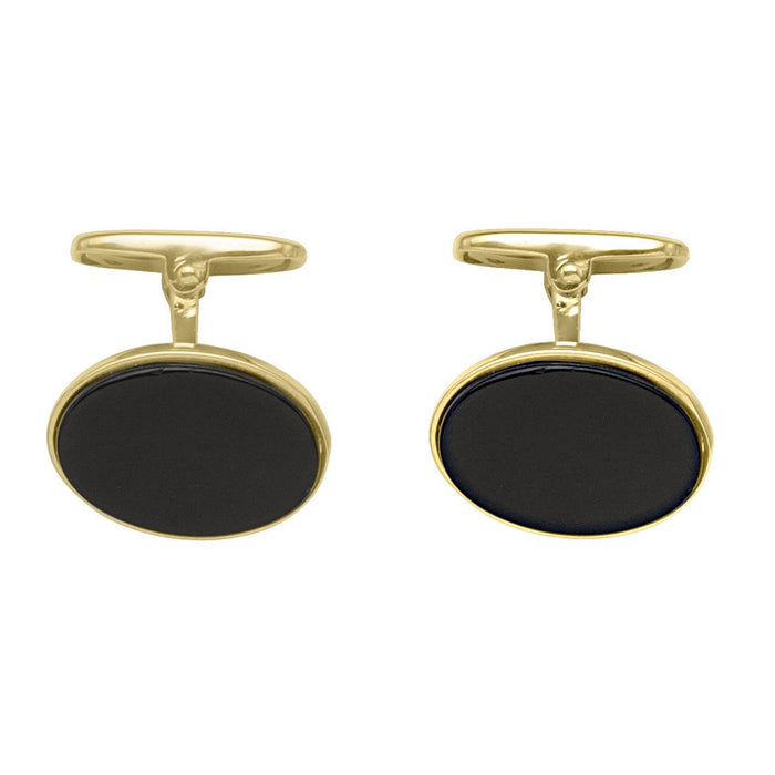 CUFFLINKS YELLOW GOLD ONYX 