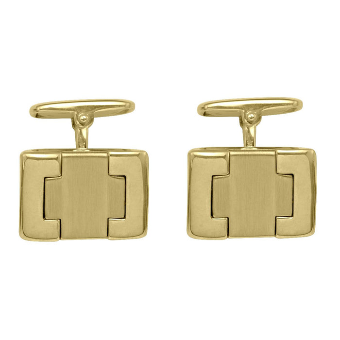 CUFFLINKS YELLOW GOLD FANCY RECTANGULAR