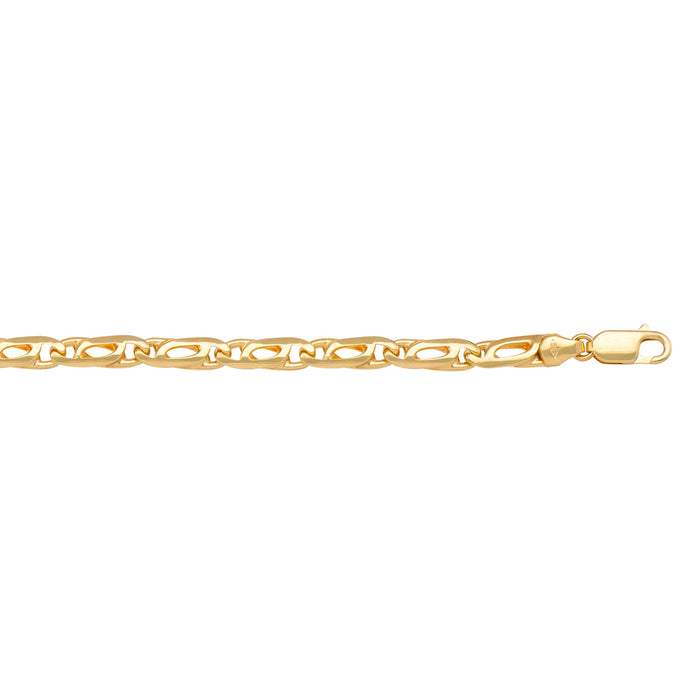 BRACELETS YELLOW GOLD SOLID TIGER EYE LINK CHAIN