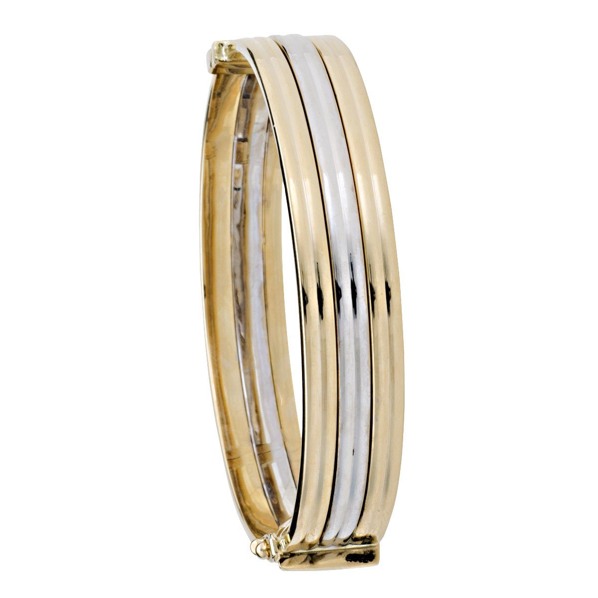 BANGLES TWO TONE GOLD RIBBED HOLLOW 