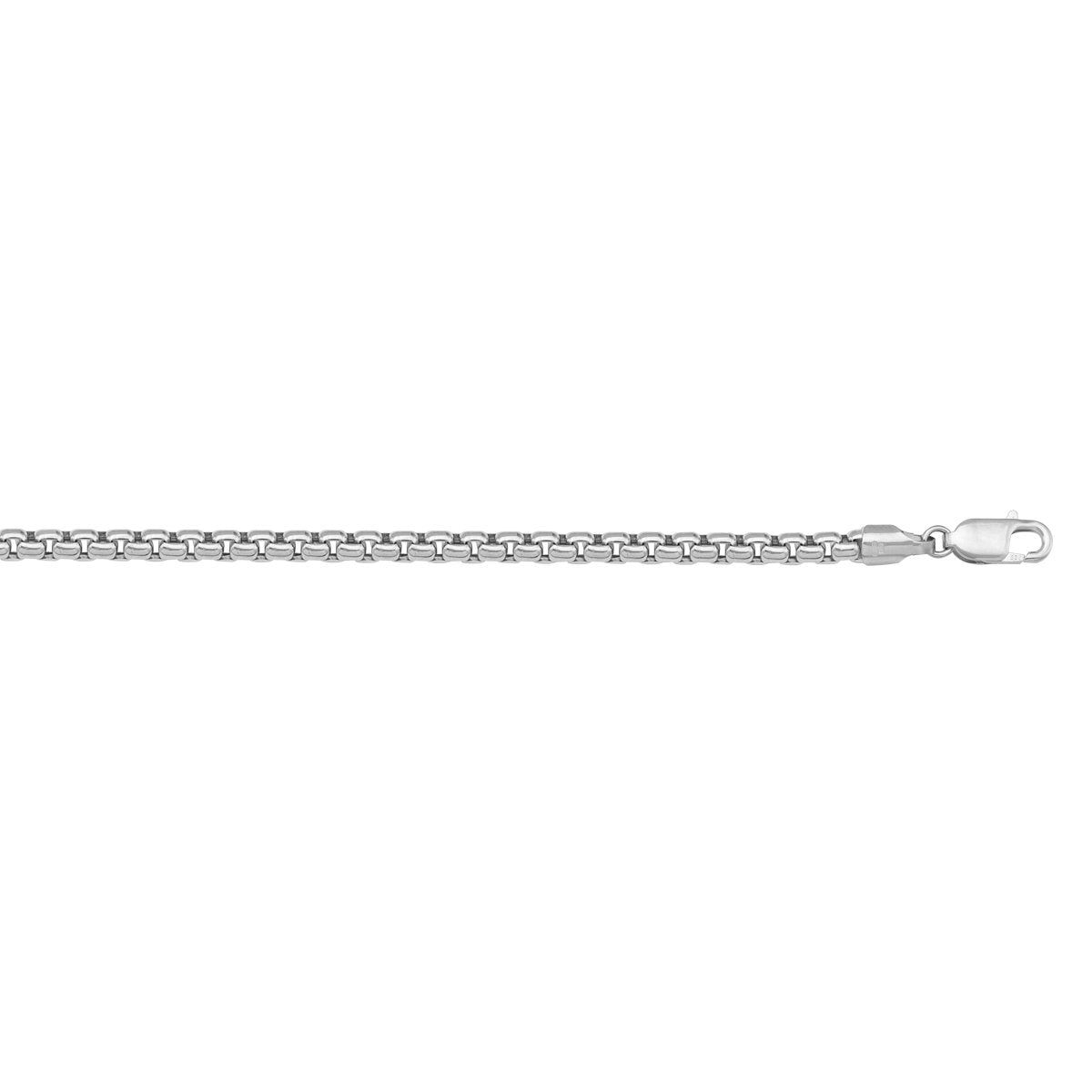 BRACELETS WHITE GOLD HOLLOW BOX LINK  (LOBSTER CLASP) CHAIN