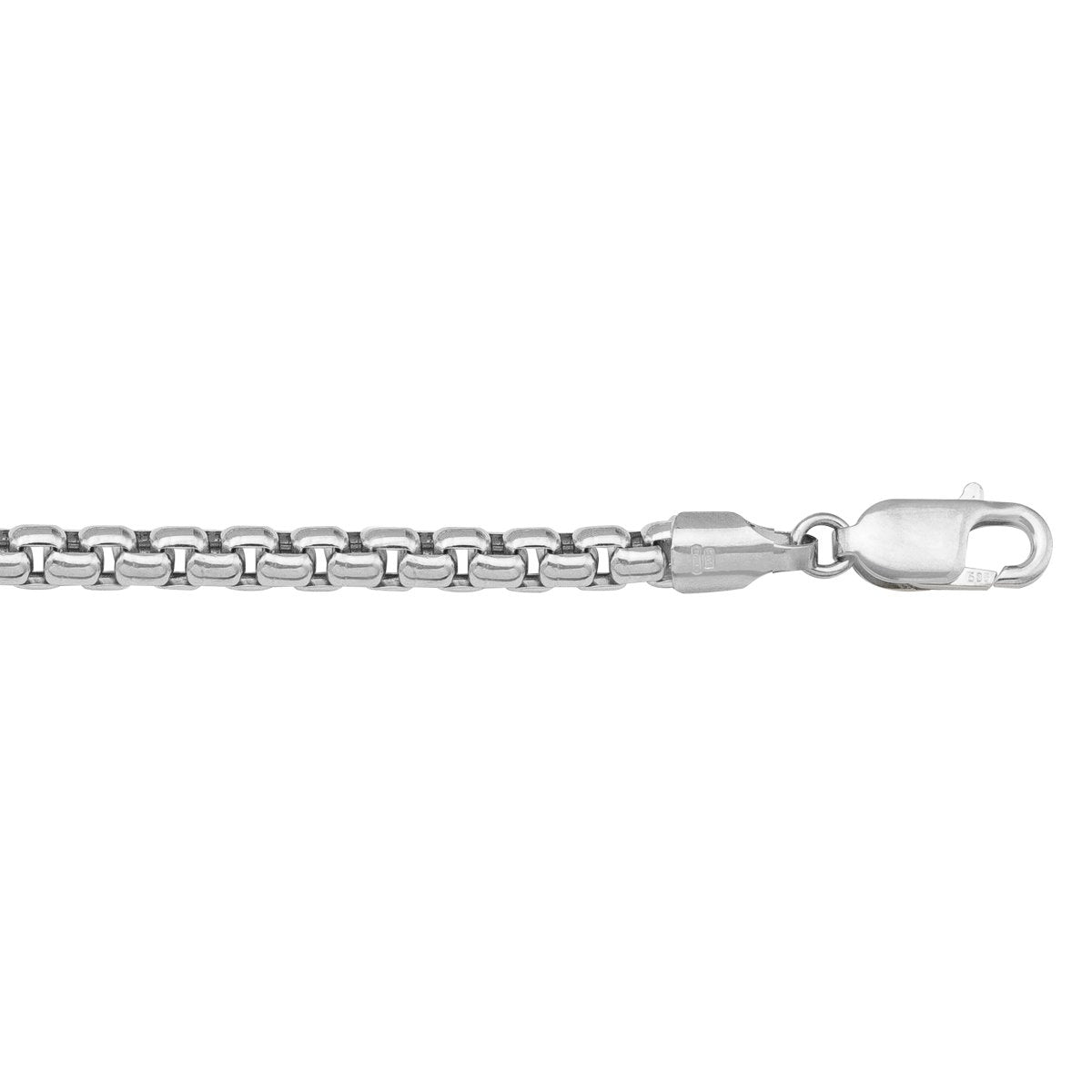 BRACELETS WHITE GOLD HOLLOW BOX LINK (LOBSTER CLASP) CHAIN