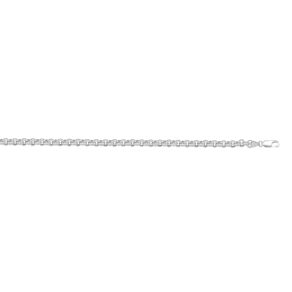 BRACELETS WHITE GOLD HOLLOW ROLO LINK (LOBSTER CLASP) CHAIN