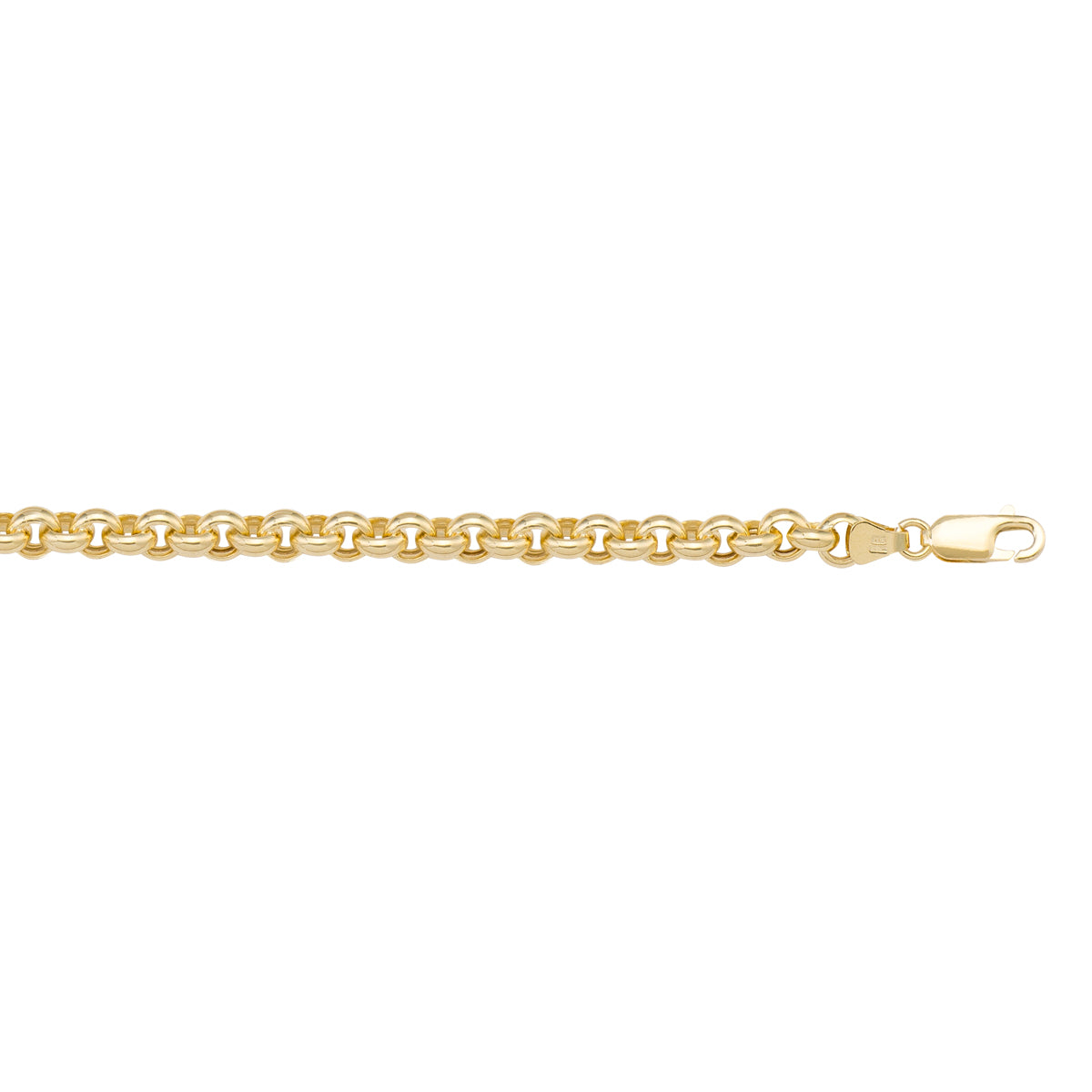 BRACELETS YELLOW GOLD HOLLOW ROLO LINK CHAIN