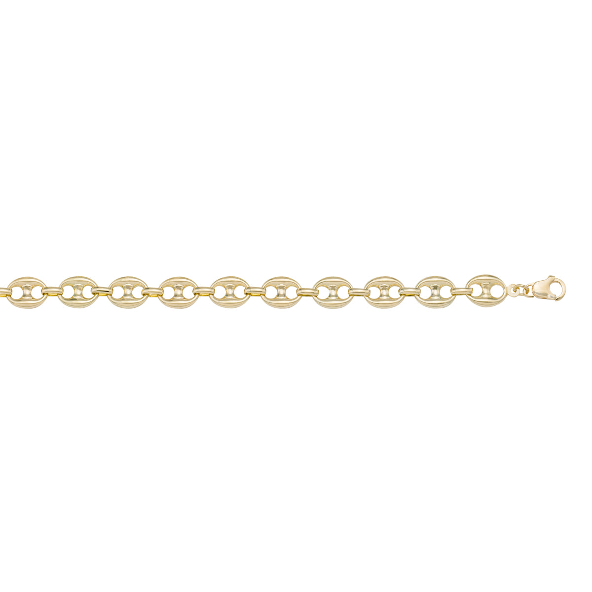BRACELETS YELLOW GOLD HOLLOW PUFFED ANCHOR CHAIN